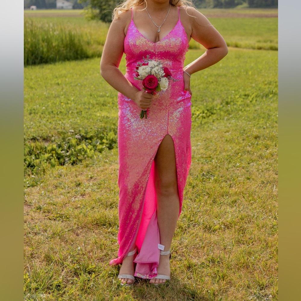 Emerald Sundae Hot Pink Sequin Gown